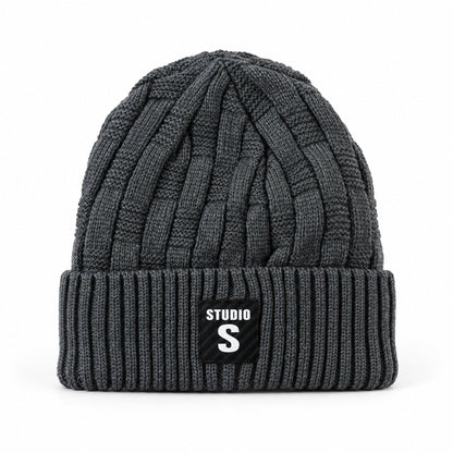 Winter Warm Cable Knit Beanie Cap With Folded Ribbed Cuff For Daily Wear (1 Pc)