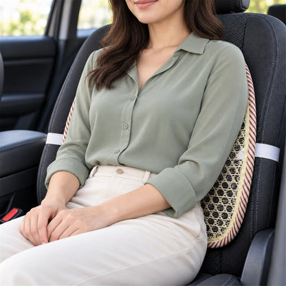 Wukusy car seat mesh back support with curved frame and elastic strap backrest, 1 piece