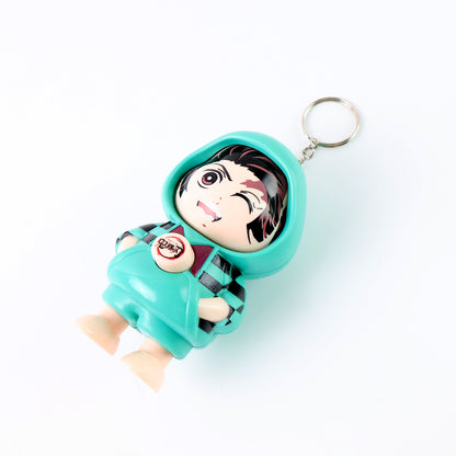 Cute cartoon character action figure keychain by Wukusy, showcasing a colorful toy with a playful design.