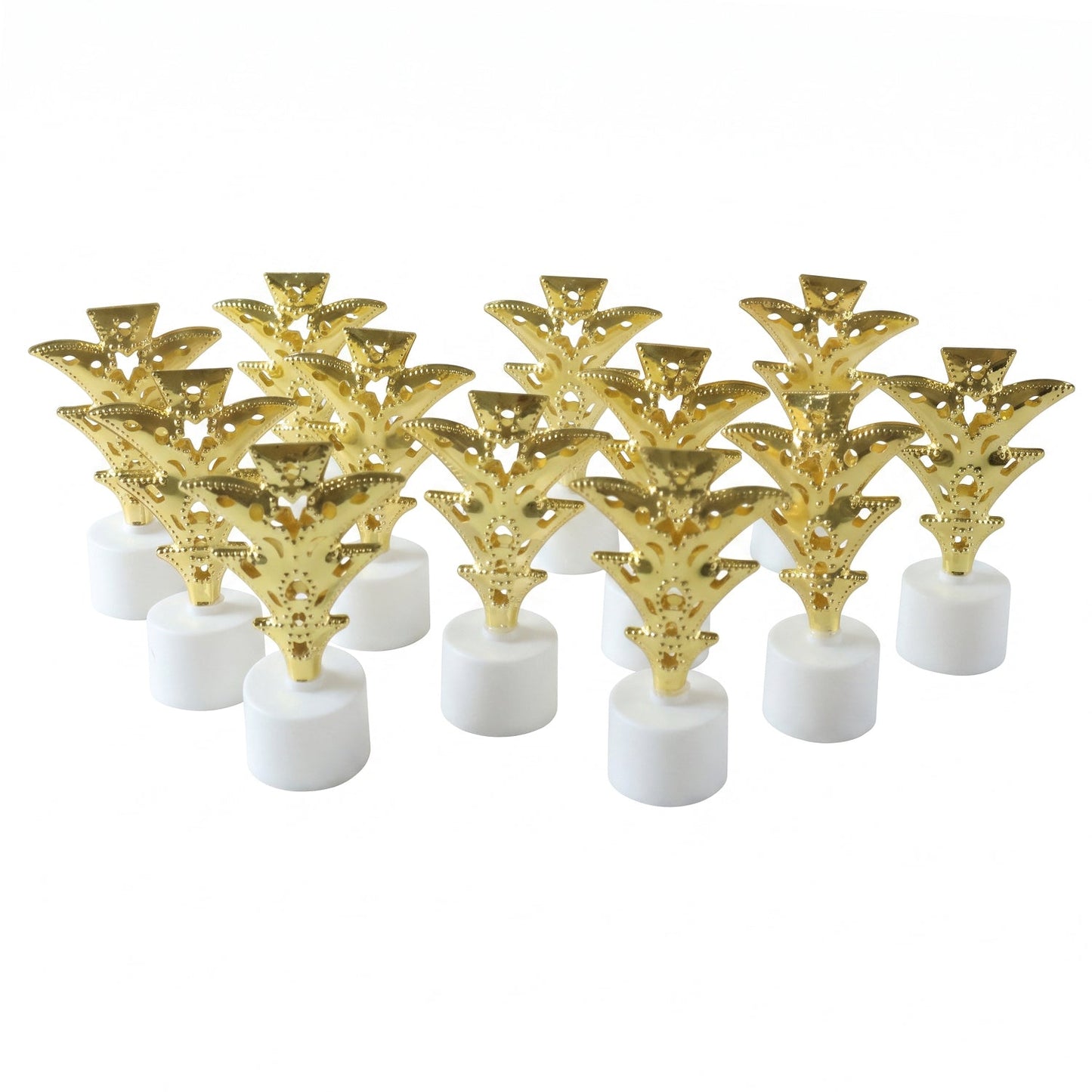 Set of 12 Wukusy golden Christmas tree LED tealight candles for festive home decor, with warm glowing festive ambiance.