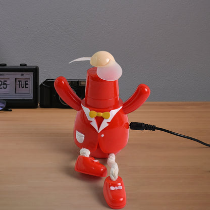 Wukusy USB cartoon character mini table fan for kids, compact office fan with colorful cartoon design, suitable for desk use.