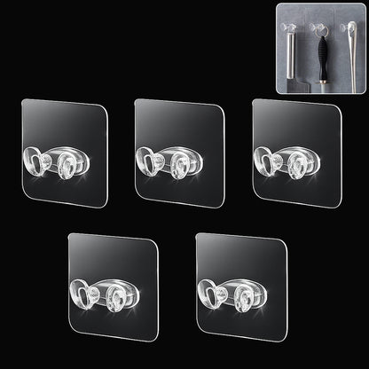 Adhesive Plastic Wall Hook Self Stick Hanger Strong Hold (5 Pc)