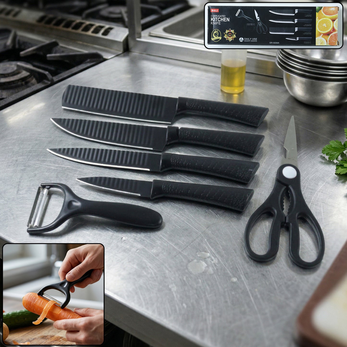 6 In 1 Premium Kitchen Knife Set (1 Set)