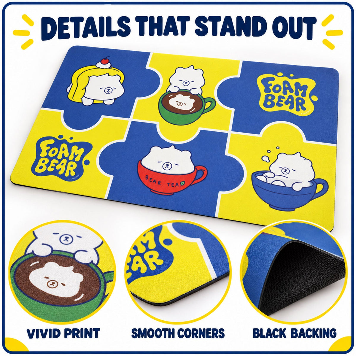Absorbent bathroom mat featuring a cute cartoon bear print, quick-drying, Wukusy brand, 45x74 cm for bathroom comfort.