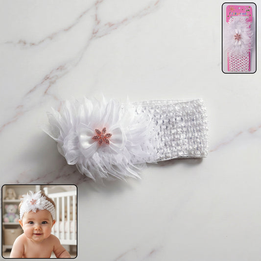 Soft elastic floral baby headband by Wukusy, stylish stretchable hair band with cute floral design for infants.