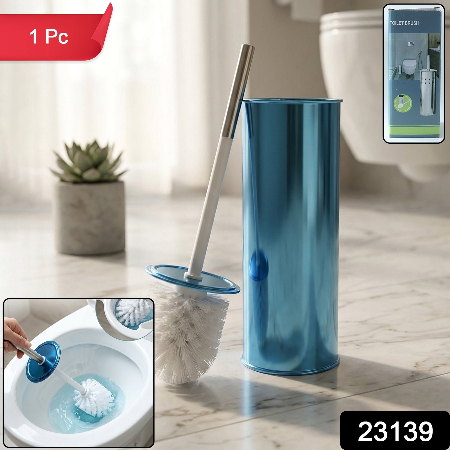 Premium Toilet Cleaning Brush With Holder Set (1 Pc)