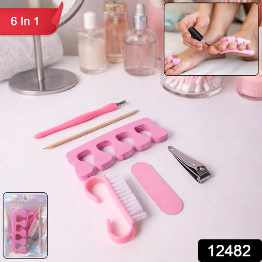 Wukusy 6-in-1 multipurpose manicure and pedicure grooming kit with various nail tools and clippers on a white background.