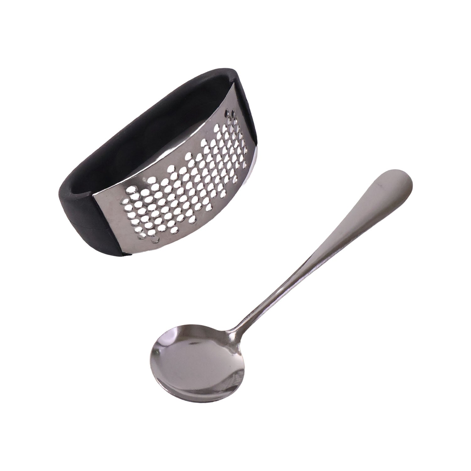 Heavy-duty Garlic Press Tool With Spoon Set (2 Pc Set)