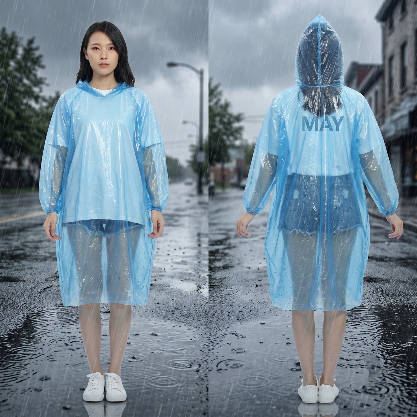 Disposable Rain Coat Hooded Full Sleeve Poncho For Bike Riders (1 Pc)