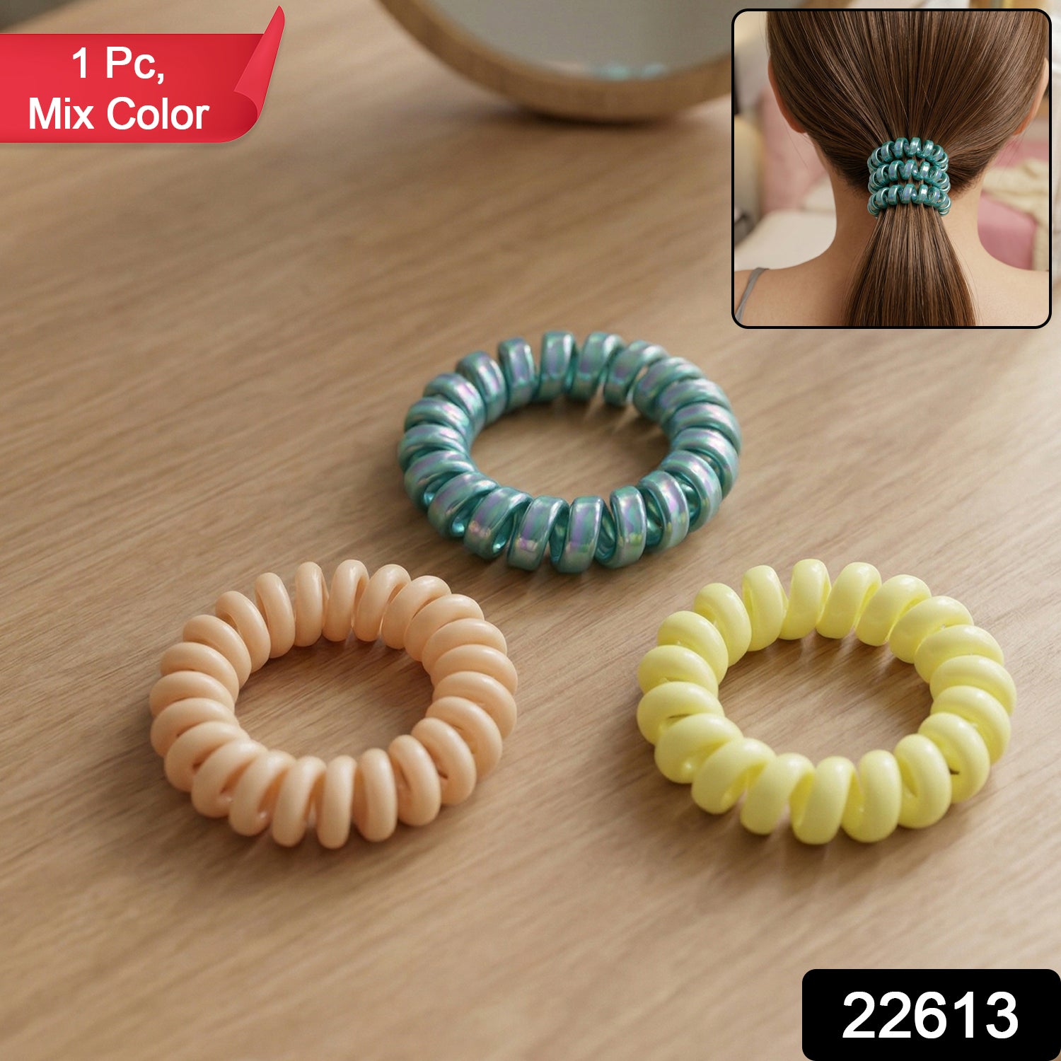 Wukusy premium mix color telephone wire hair band featuring flexible, vibrant hair accessory with a spiral design.