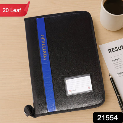 Wukusy Aerotix A4 portfolio file with zipper, 20-leaf professional document organizer folder on a white background.