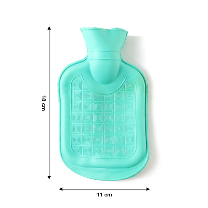 Wukusy premium reusable hot water heating bag, 18x11 cm, filled with hot water, soft fabric exterior for soothing warmth.