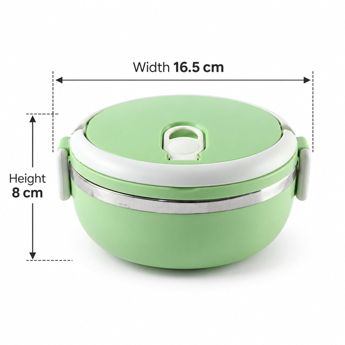 Wukusy single layer stainless steel lunch box with carry handle, 700ml capacity, featuring a sleek design and secure lid.