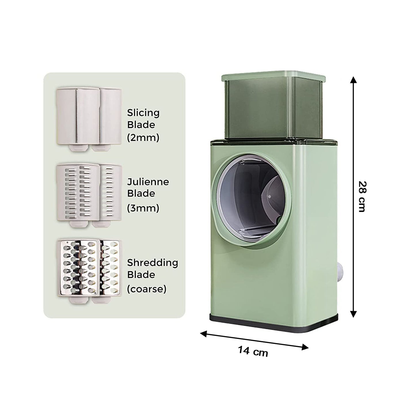 2132 Vegetable Shredder Round Mandolin Slicer Grater Shredder Salad Maker - Large Feed Port - Suction Base - Cutter For Vegetable Fruit Cookie.