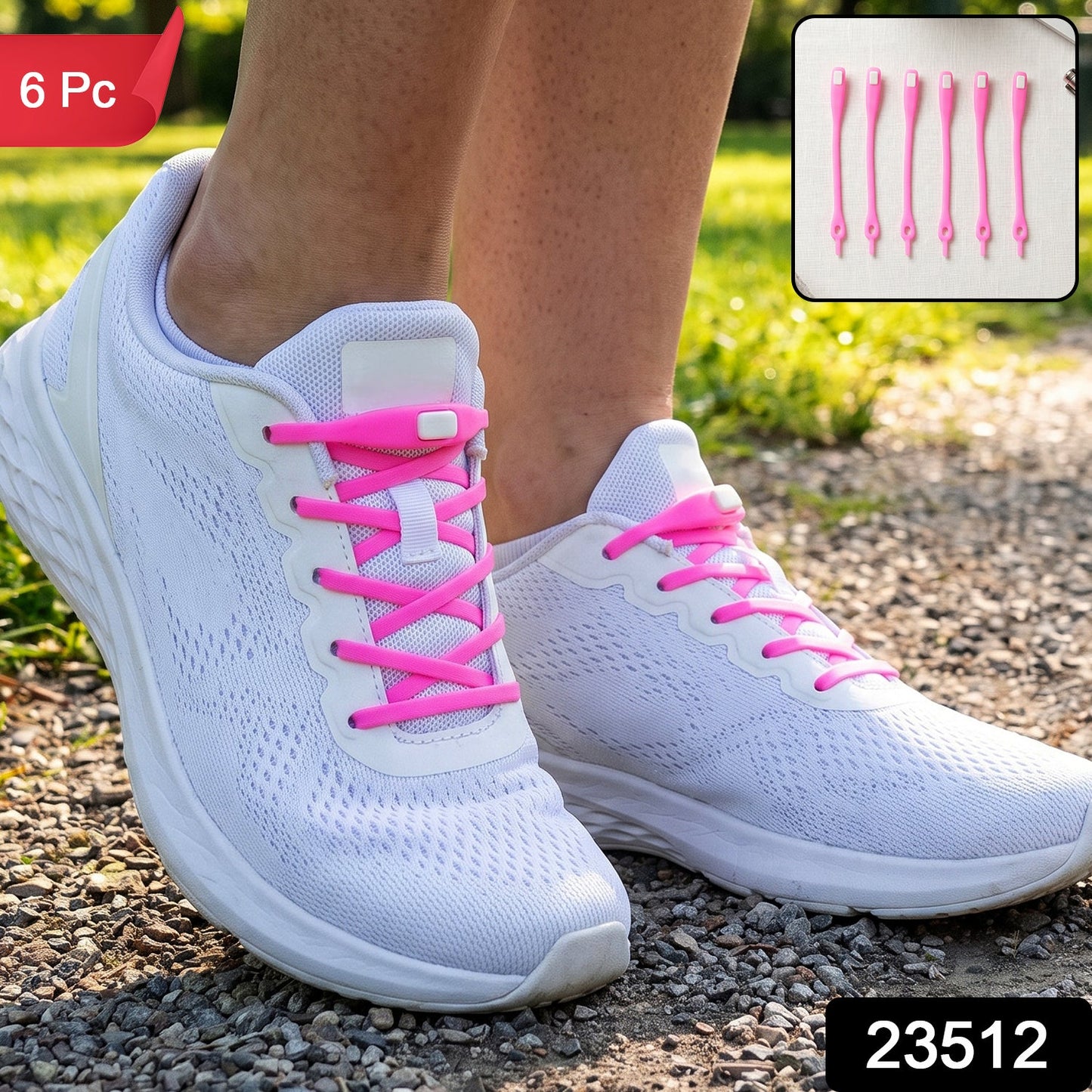 Stretchable Silicone Shoelaces No Tie Elastic Laces For Sneakers (6 Pc)