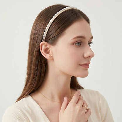 Premium Pearl Embellished Slim Hairband (1 Pc)