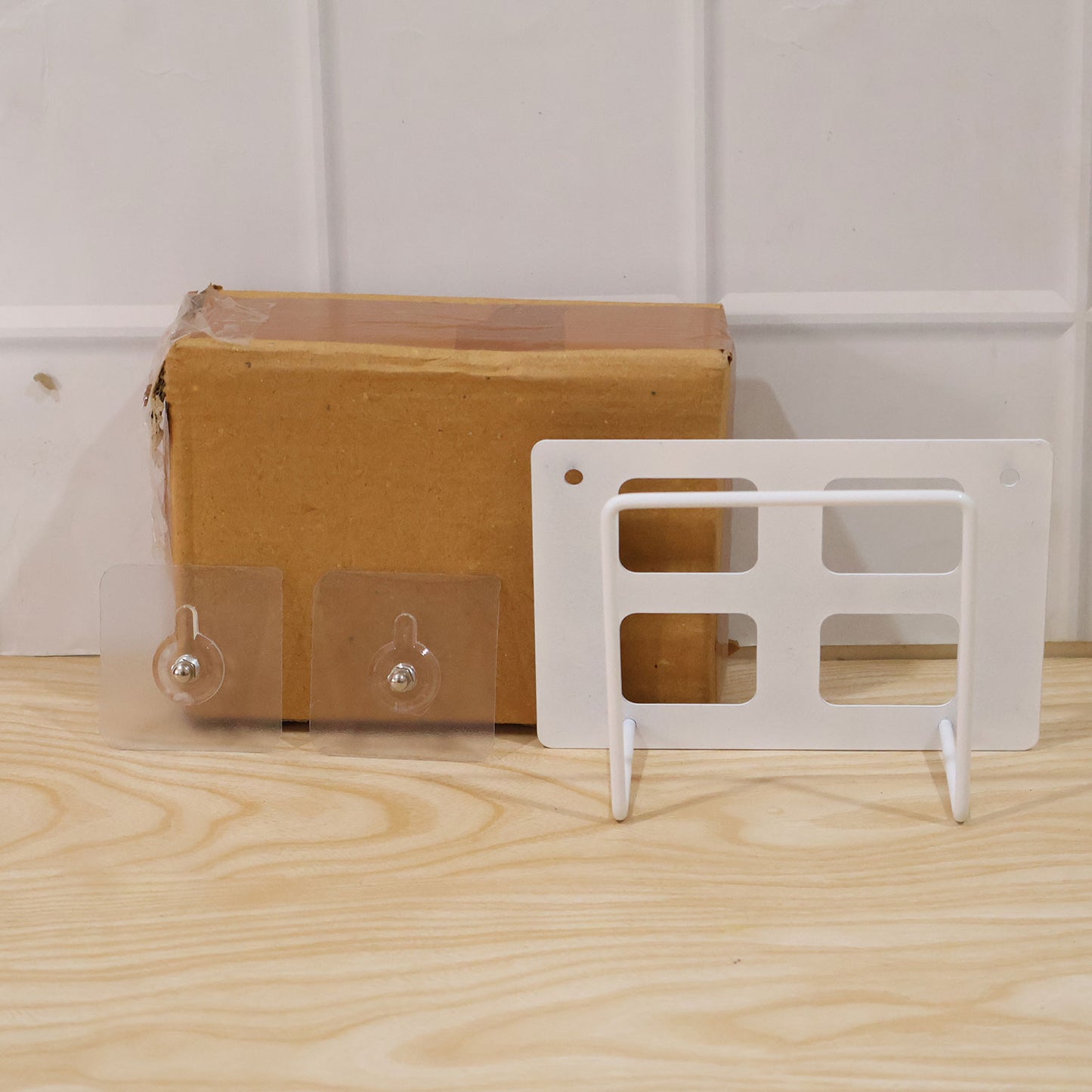 Wukusy wall mount WiFi router bracket holder stand shelf for set-top box, shown mounted on a wall with the router in place.