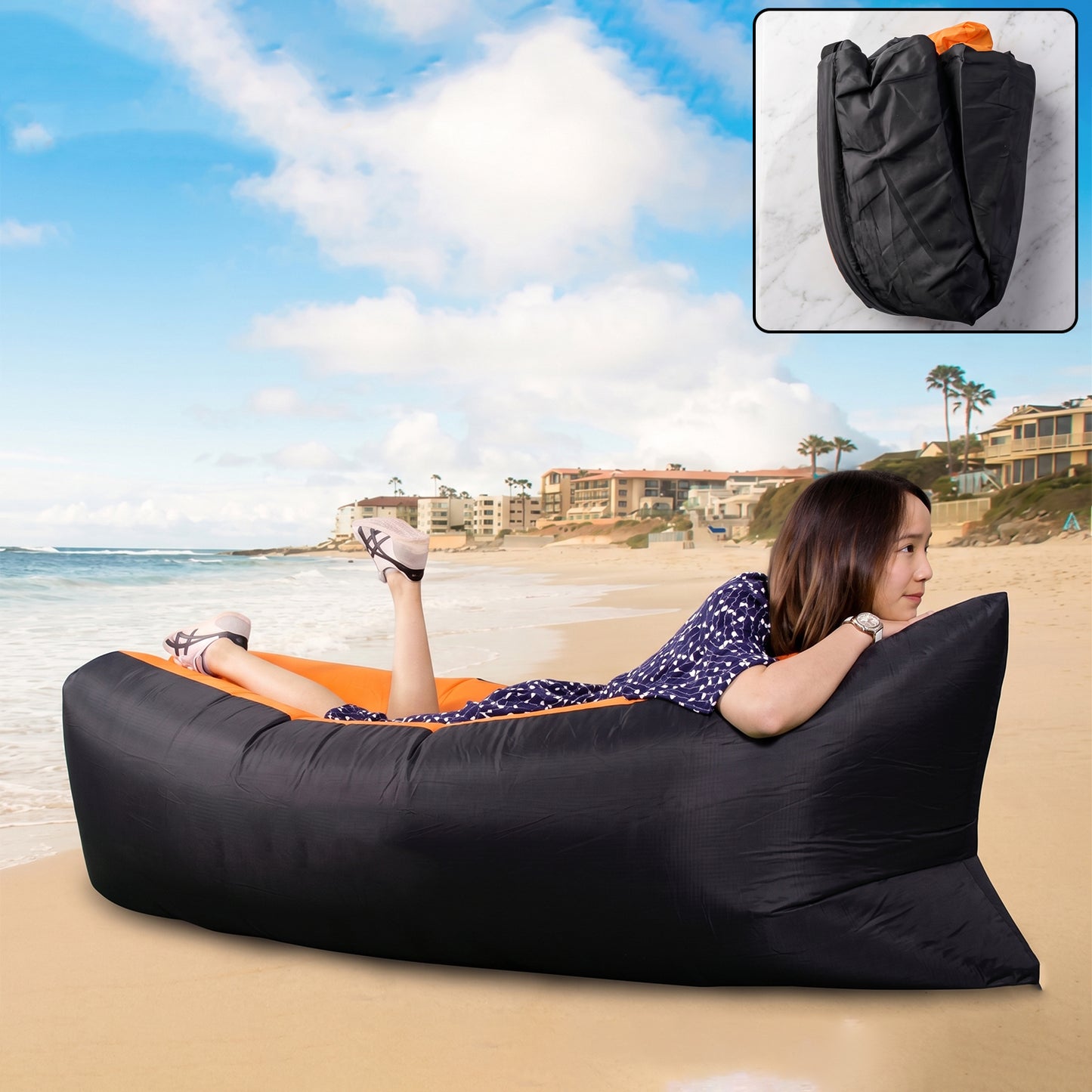 Inflatable Air Lounger Sofa For Pool Beach  Camping (1 Pc)