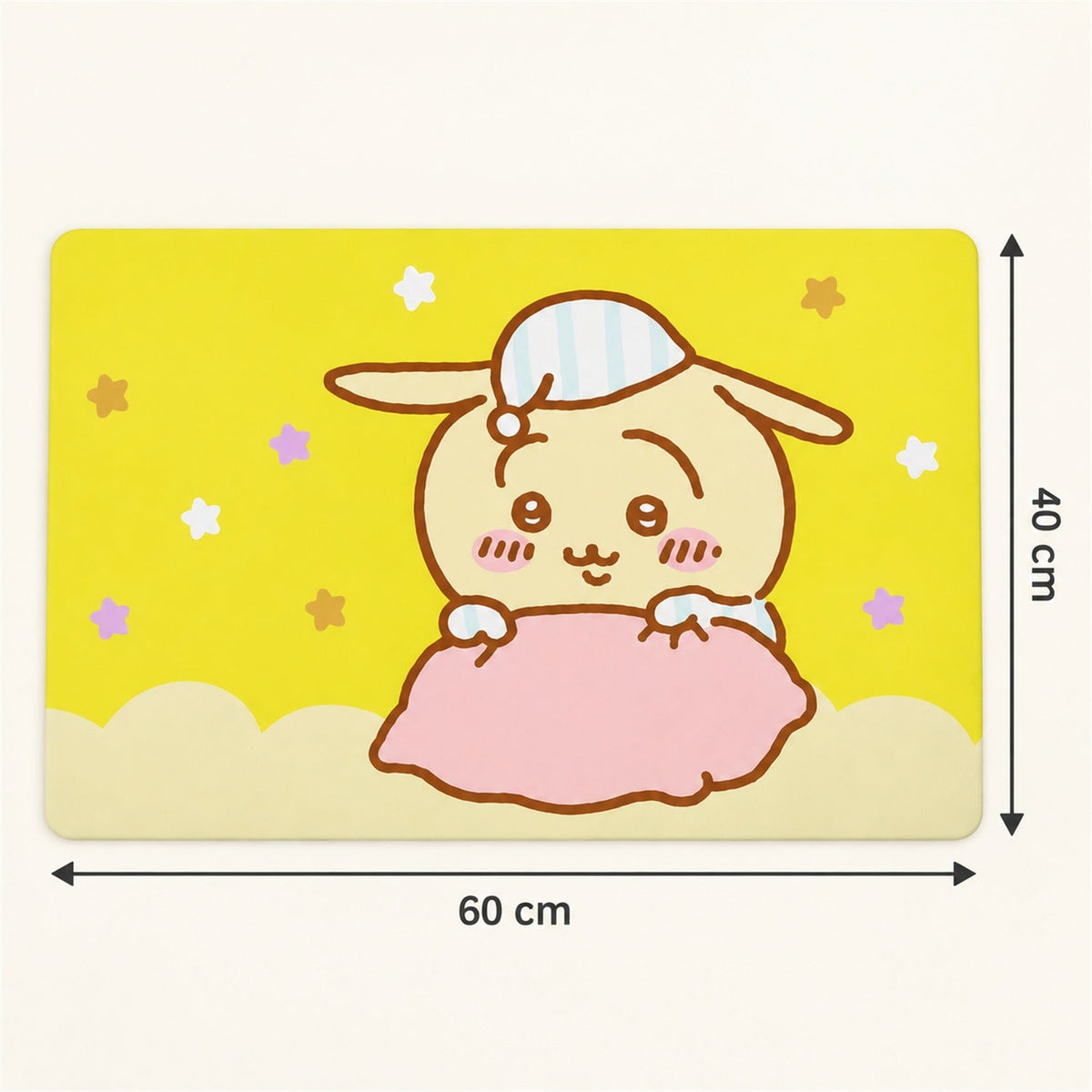 Wukusy absorbent bathroom mat with cute cartoon bunny print, quick-dry fabric, 60x40 cm, ideal for bathroom floors