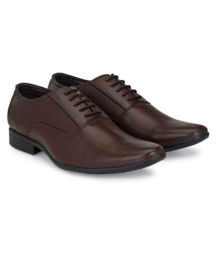 Leeport Oxford Artificial Leather Brown Formal Shoes