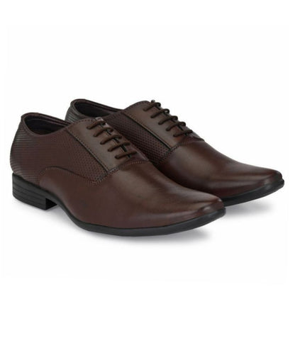 Leeport Oxford Artificial Leather Brown Formal Shoes