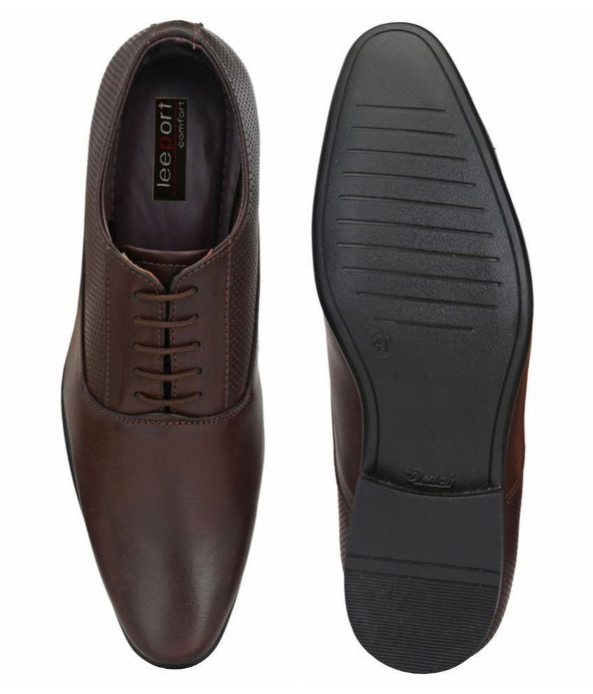 Leeport Oxford Artificial Leather Brown Formal Shoes