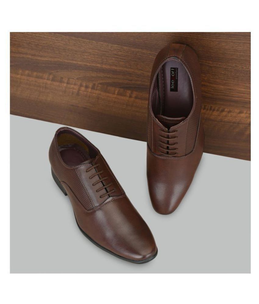 Leeport Oxford Artificial Leather Brown Formal Shoes