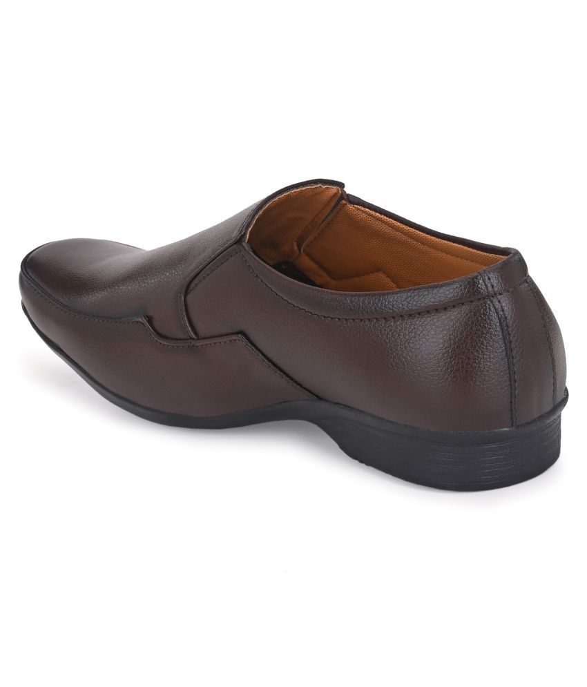 Leeport Slip On Artificial Leather Brown Formal Shoes