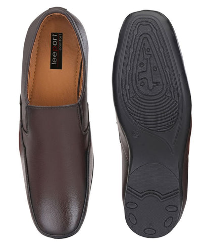 Leeport Slip On Artificial Leather Brown Formal Shoes