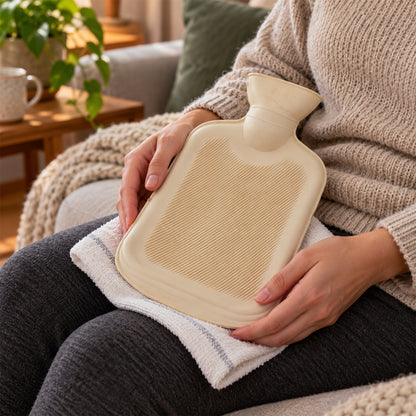 Wukusy rubber hot water bag with ribbed surface and wide filling mouth, 1 piece