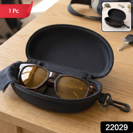 Zipper Hard Shell Sunglasses Case With Clip For Secure Travel Protection (1 Pc)
