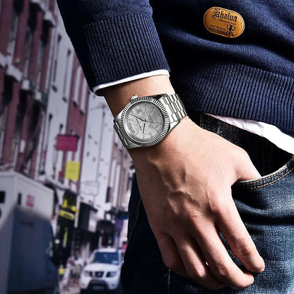Limited edition men's watch from Drpshippr's collection, featuring a sleek design with a metal band and modern dial.