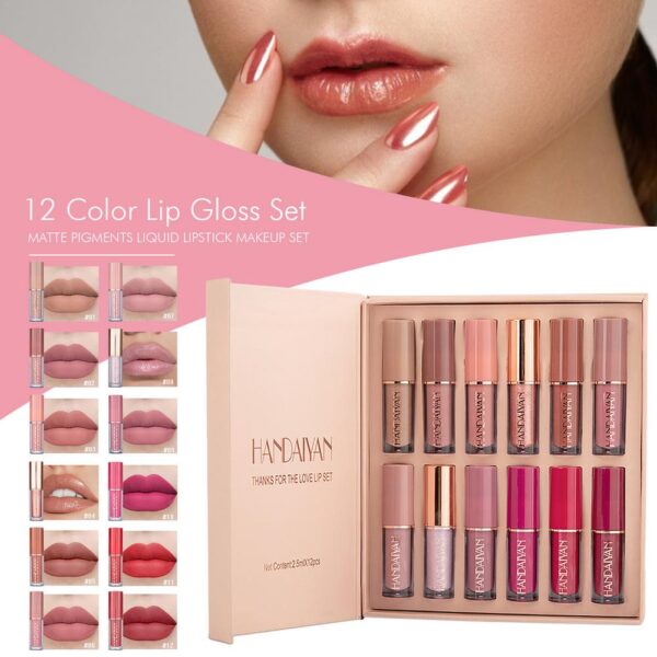 Set of 12 Drpshippr liquid matte lipsticks with various shades, in sleek tubes, for bold and long-lasting lip color.