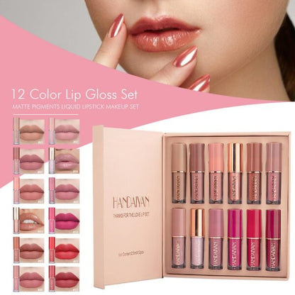 Set of 12 Drpshippr liquid matte lipsticks with various shades, in sleek tubes, for bold and long-lasting lip color.
