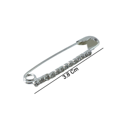 Set of 12 decorative silver finish safety pin brooches by Wukusy, featuring elegant metallic design and versatile accessory style.