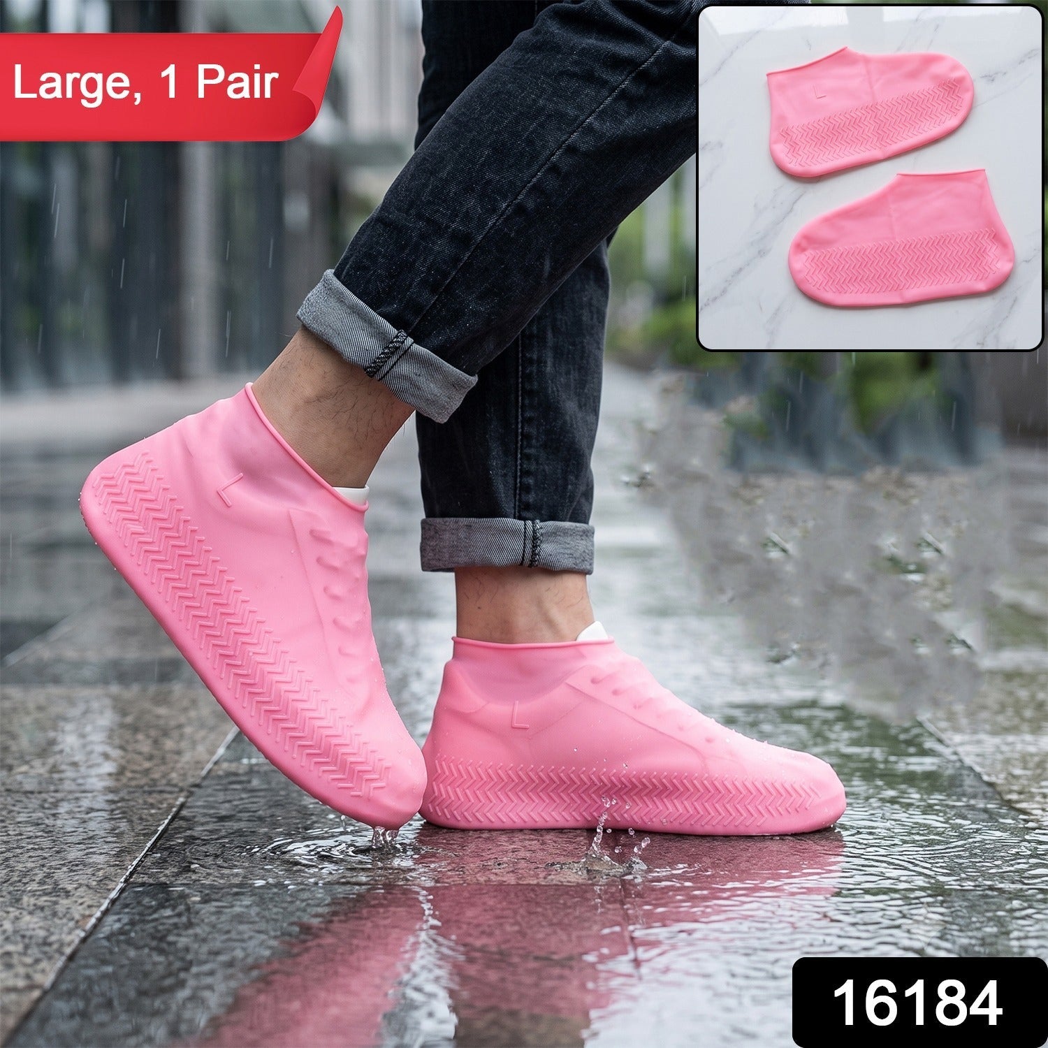 Large Size Reusable Waterproof Shoe Cover Silicone Rain Protector (1 Pair)