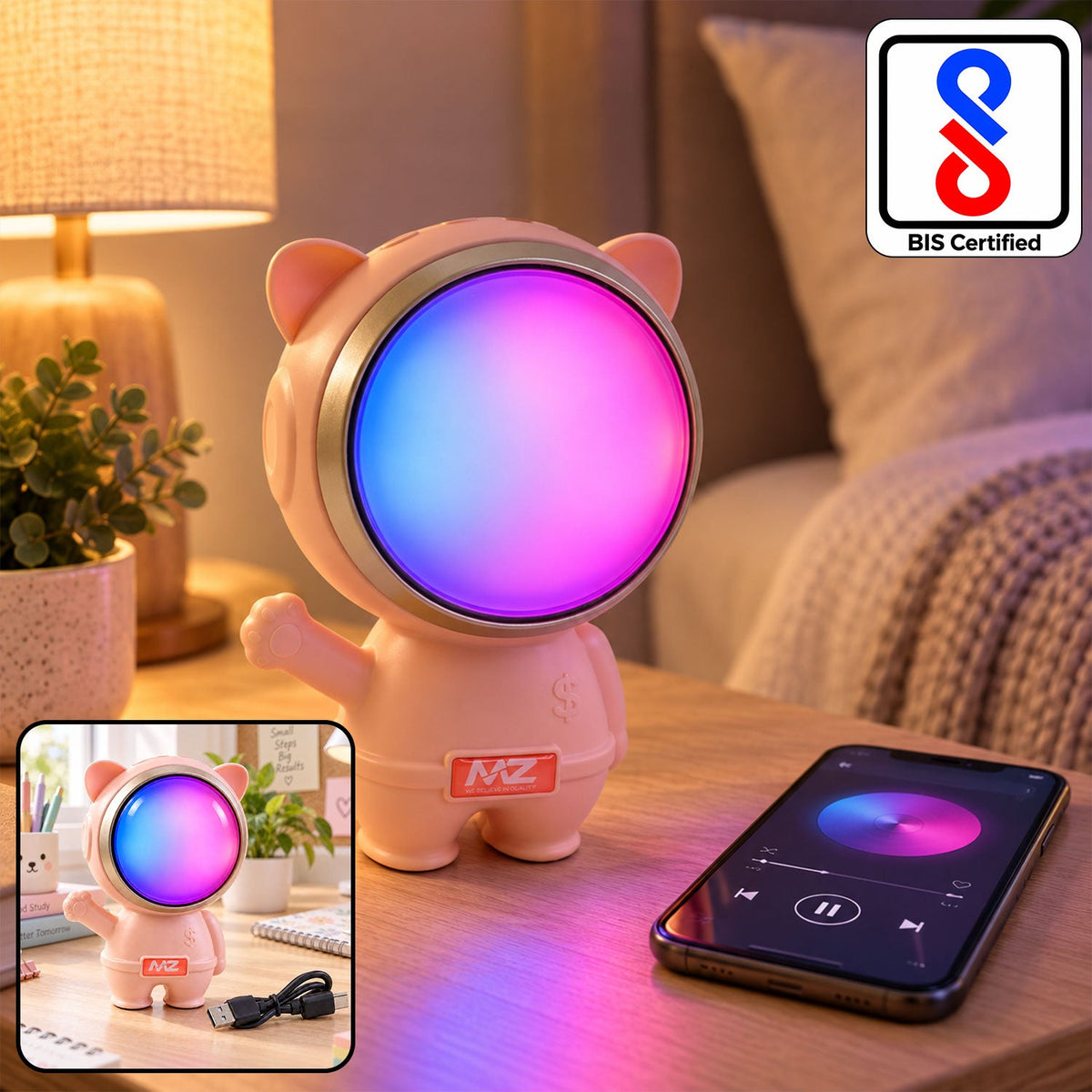 Astronaut Wireless Bluetooth Speaker With Color Changing Light And Usb-c Bis Certified (1 Pc)
