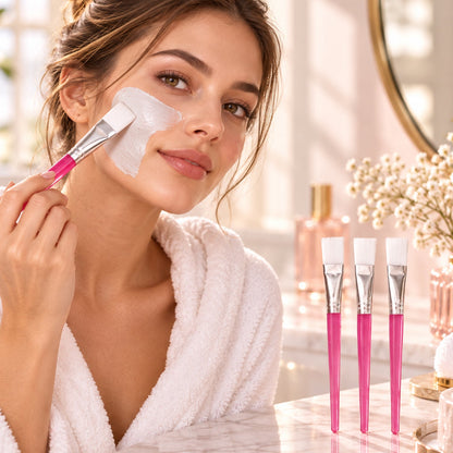 Wukusy flat face mask brush set with four applicators for even skincare application at home or salon settings.