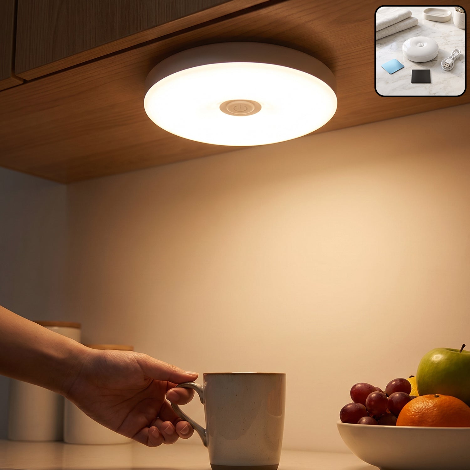 Usb Rechargeable Magnetic Motion Sensor Led Light For Cabinet Home (1 Set)