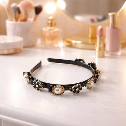Elegant Pearl  Floral Designer Hairband For Women  Girls 1 Pc