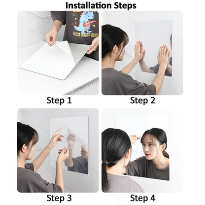 9198 Small Oval Frame Less Mirror Wall Sticker For Dressing