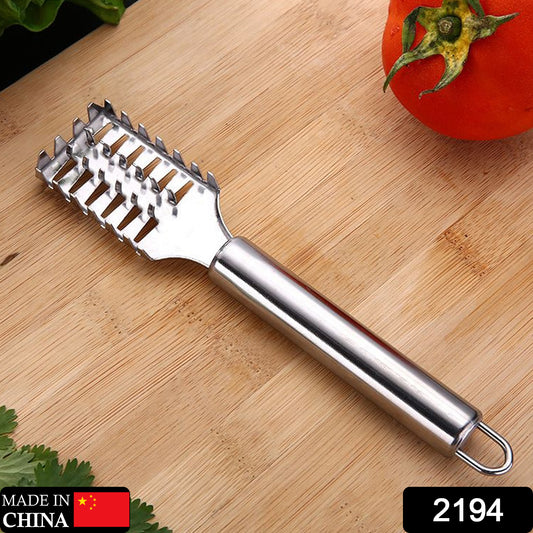 Wukusy stainless steel fish scale remover scraper with sawtooth edge, kitchen tool for easily cleaning fish scales.