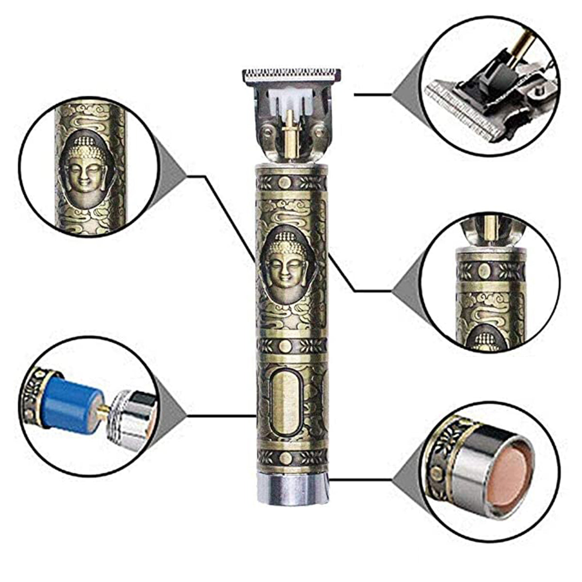 Wukusy 6324 men's hair trimmer with adjustable blade, professional hair clipper and shaver, black and silver design