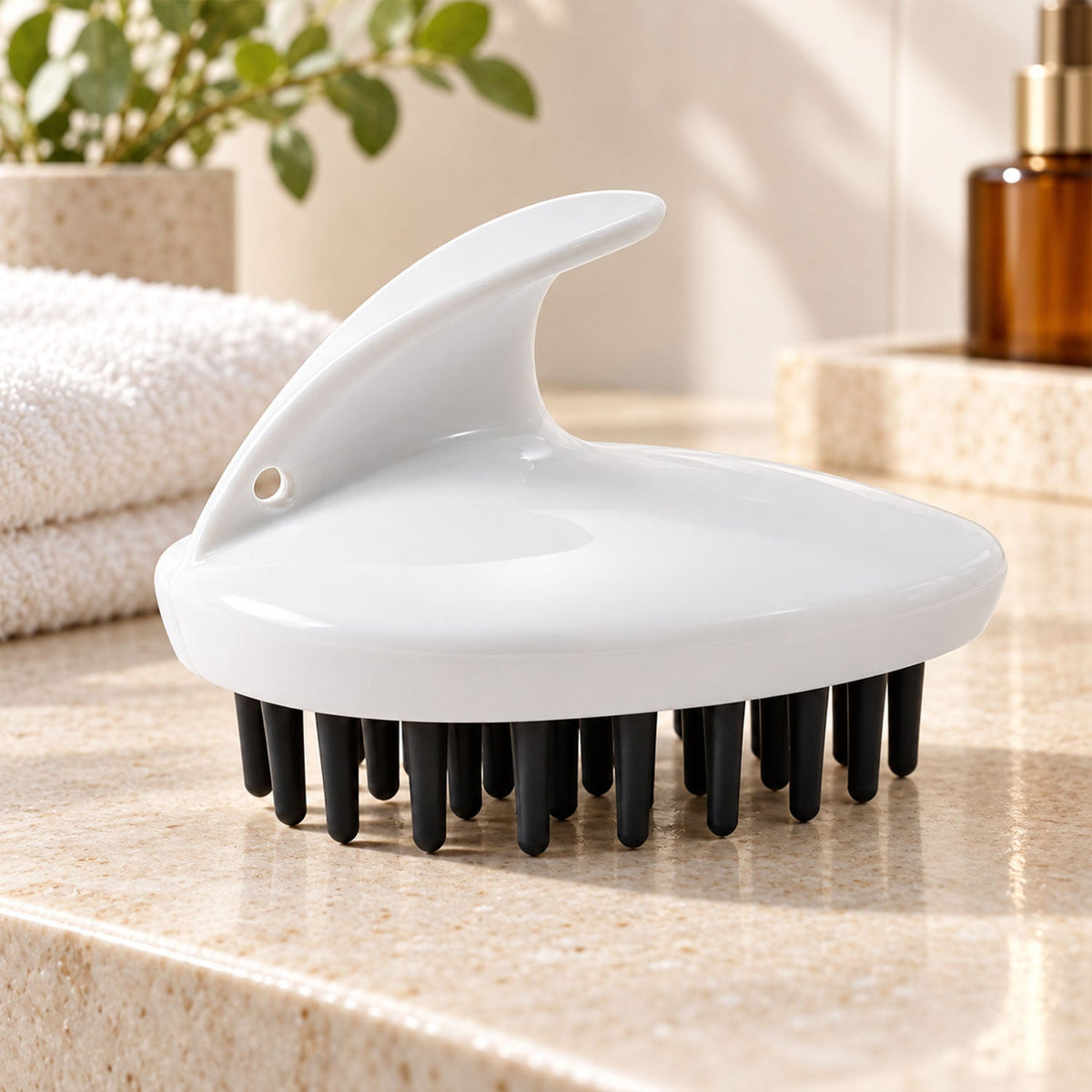 Hair Scalp Massager Brush With Soft Silicone Bristles For Shampoo Wash (1 Pc)