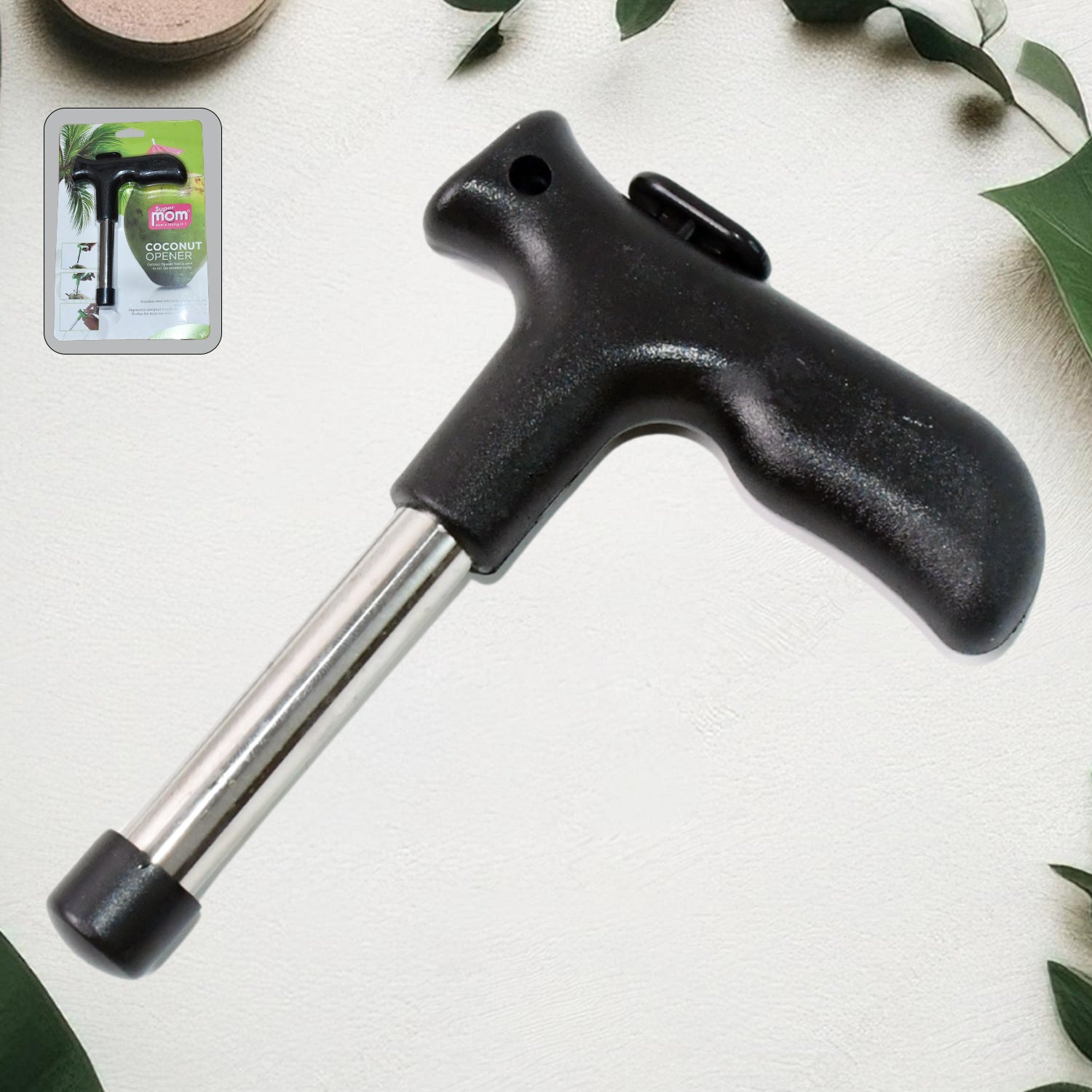 Wukusy Supermom Coconut Opener Tool with ergonomic handle for easy opening of coconuts, single piece shown in the image.