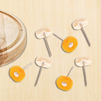 Set of 7 Wukusy polishing buffing pads for rotary drills, including polishing, buffing, and cleaning brushes for hardware use.