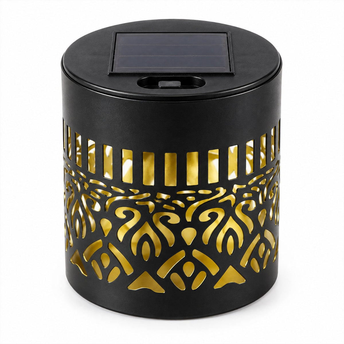 Wukusy decorative solar LED lamp with intricate mandala pattern, perfect for patio and garden lighting.