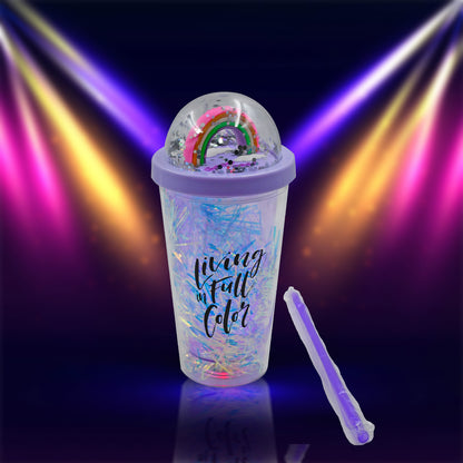 6883 Sipper Bottle With Straw Led Glow Light  For Kidstumbler With Strawvacuum Flasksipper Plastic Tumblersipper Bottle With Straw (Pack Of 1)