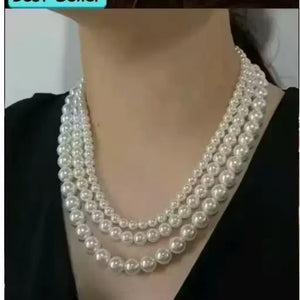 Elegants Multi-Layer Off White Pearl Necklace – Women Fashion Jewellery