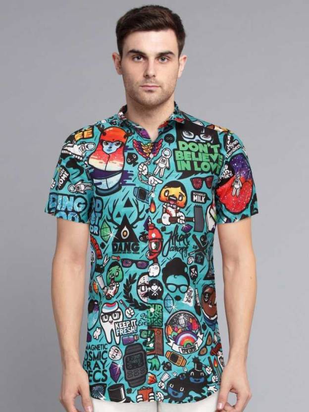 Men Boxy Fit Self Design Casual Shirt